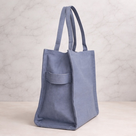 Marc Jacobs The Tote Bag Medium Blue Canvas Zip Top Tote 16” - Picture 3 of 8